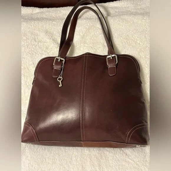 Fossil Vintage Brown Leather Shoulder Bag Handbag Purse 75082 - Picture 1 of 11